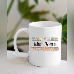 Customizable Teacher Name Monogram Ceramic Coffee Mug